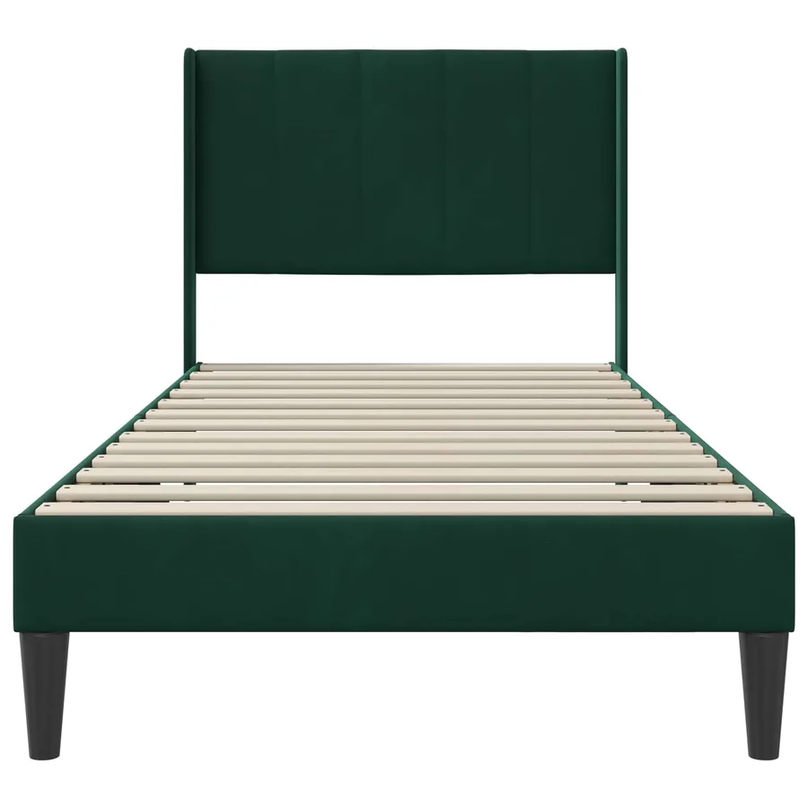 Cadre de lit avec tête de lit Vert foncé 100 x 200 cm Velours - 4