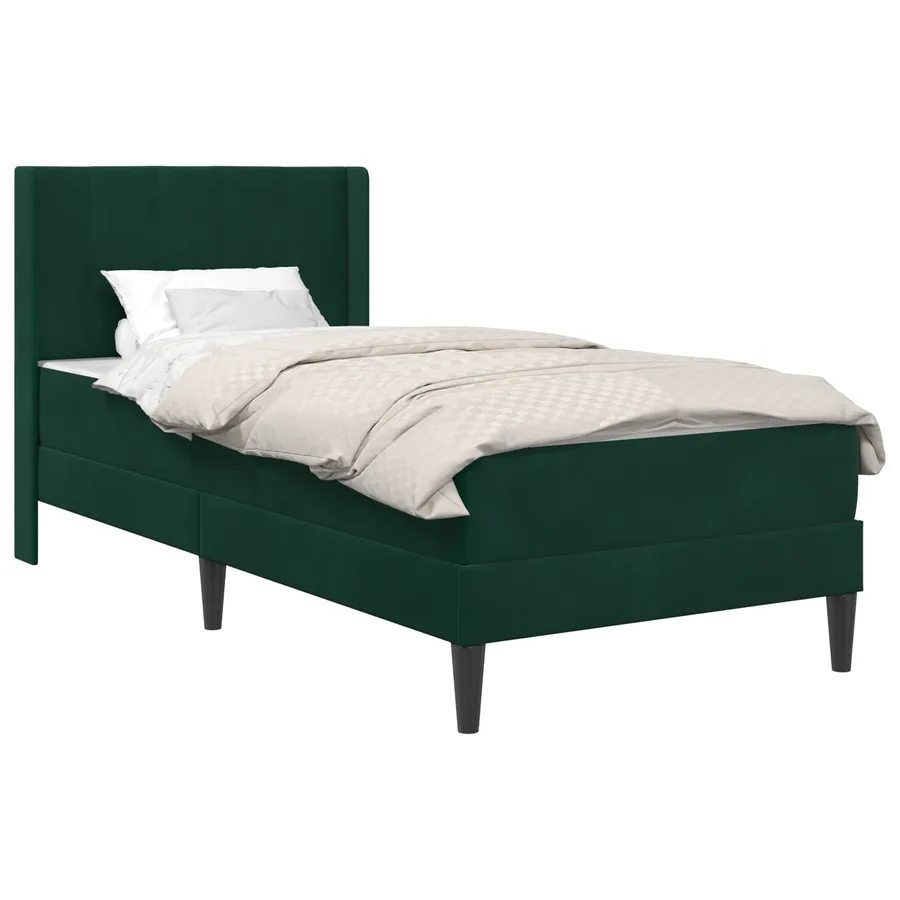 Cadre de lit avec matelas Vert foncé 100 x 200 cm Velours - 2