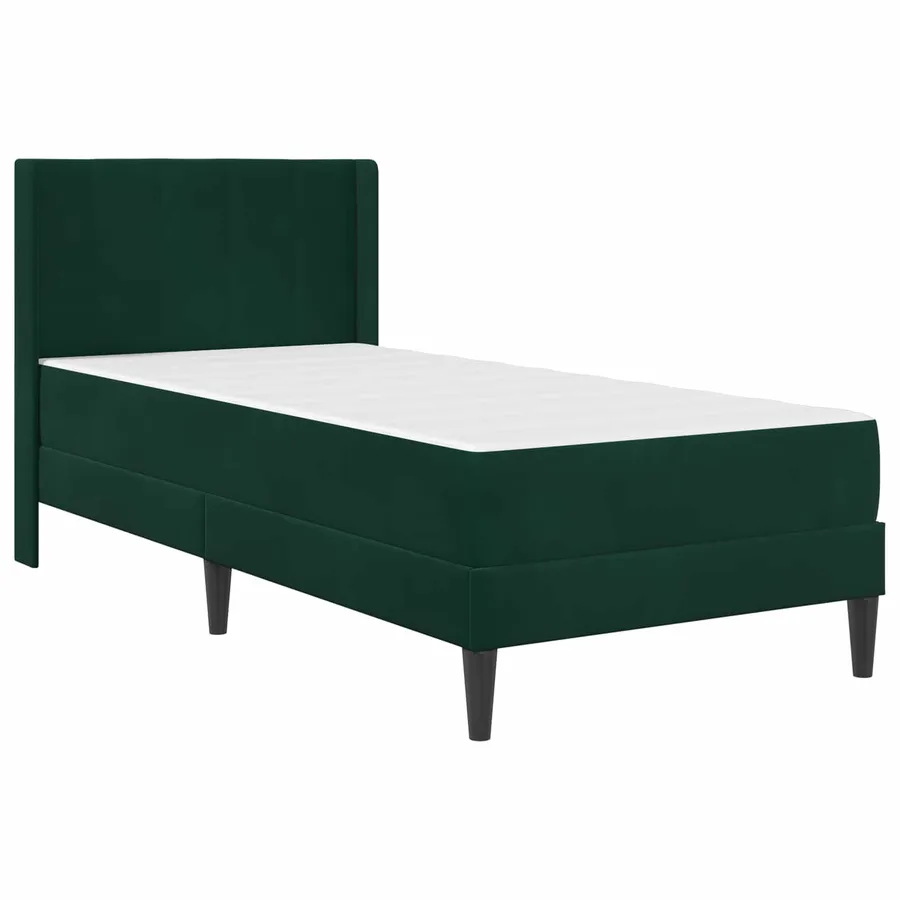 Cadre de lit avec matelas Vert foncé 100 x 200 cm Velours - 3