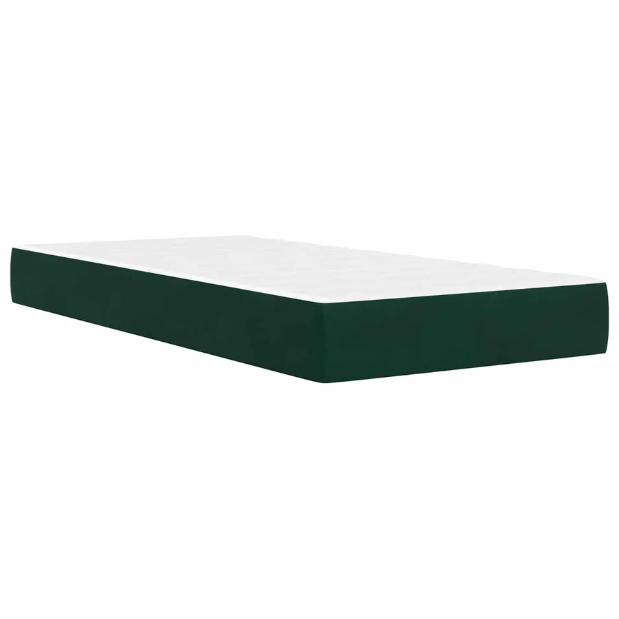 Cadre de lit avec matelas Vert foncé 100 x 200 cm Velours - 5