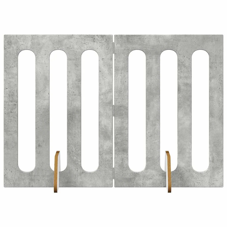 Clôture pliable pour animaux 2 pcs Gris Béton Bois d’ingénierie - 2