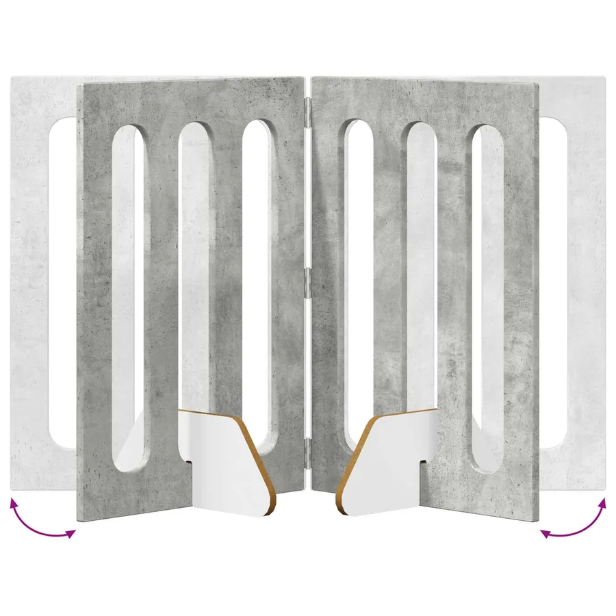 Clôture pliable pour animaux 2 pcs Gris Béton Bois d’ingénierie - 7