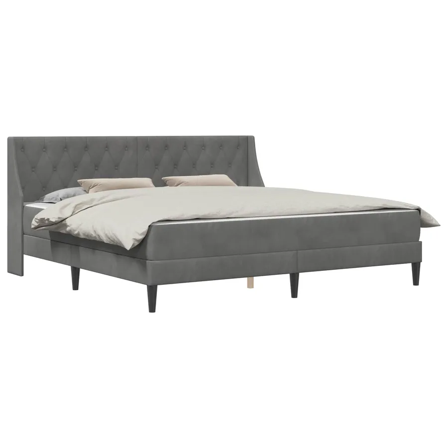 Cadre de lit avec matelas Gris foncé 180 x 200 cm Velours - 2