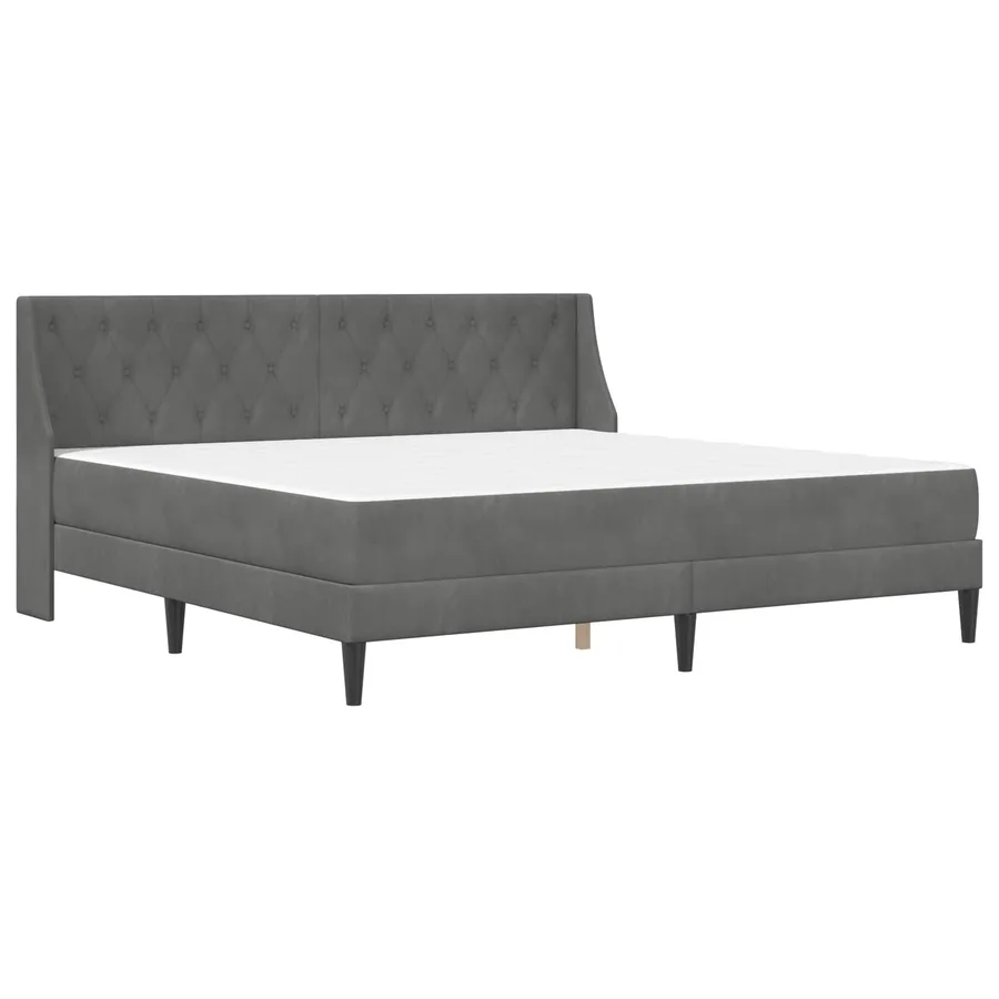 Cadre de lit avec matelas Gris foncé 180 x 200 cm Velours - 3
