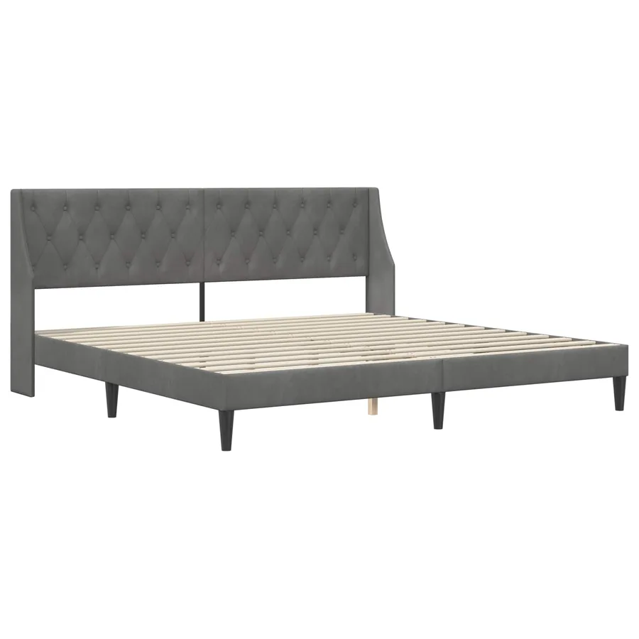 Cadre de lit avec matelas Gris foncé 180 x 200 cm Velours - 4