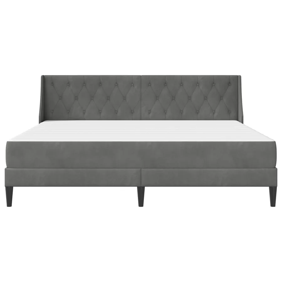 Cadre de lit avec matelas Gris foncé 180 x 200 cm Velours - 6