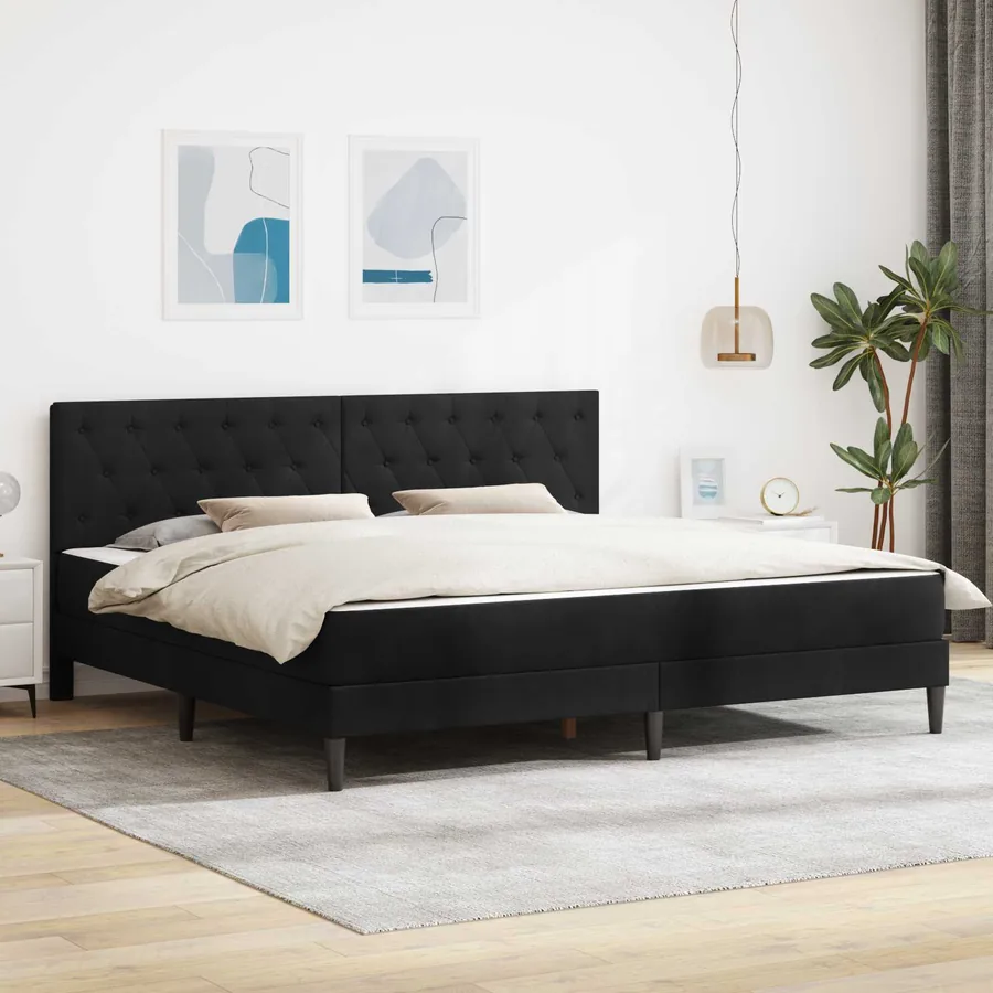 Cadre de lit avec matelas Noir 180 x 200 cm Velours