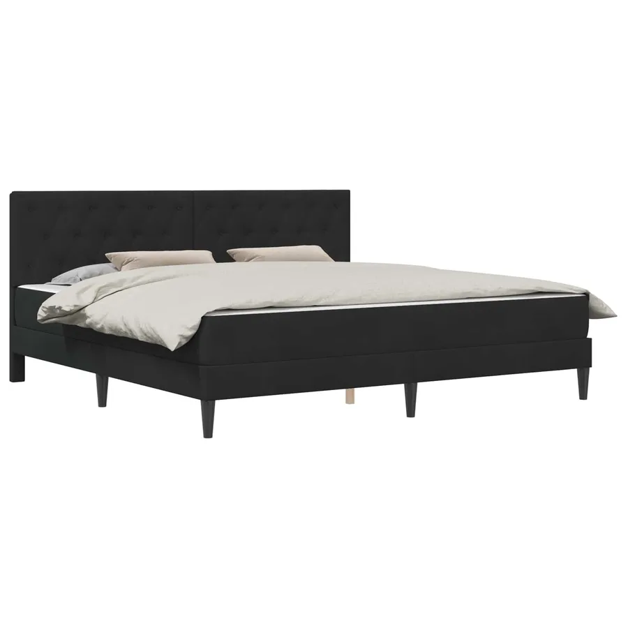 Cadre de lit avec matelas Noir 180 x 200 cm Velours - 2