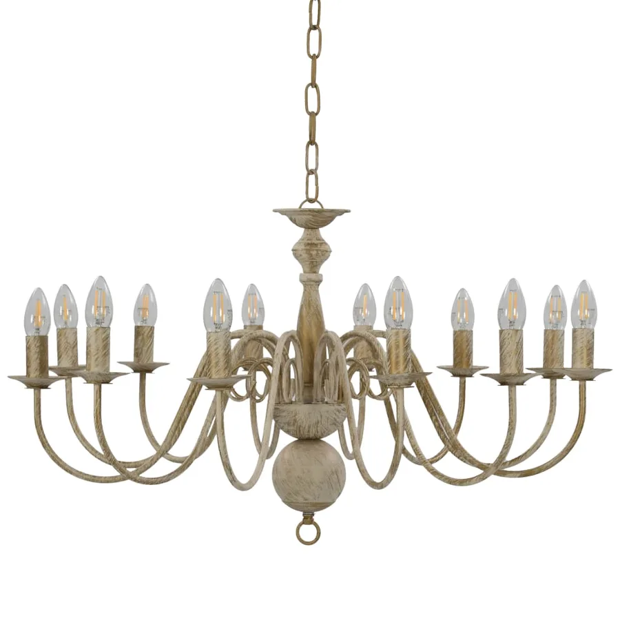 Lustre Blanc antique 12 ampoules E14 - 2