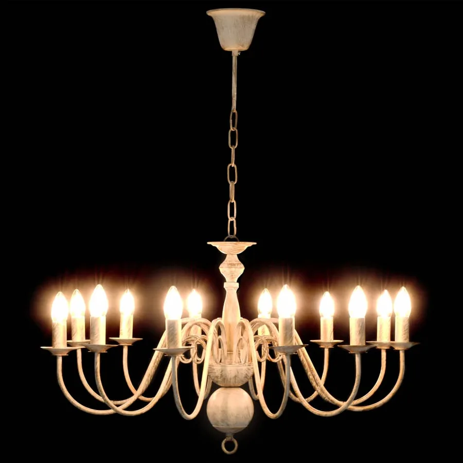Lustre Blanc antique 12 ampoules E14 - 3