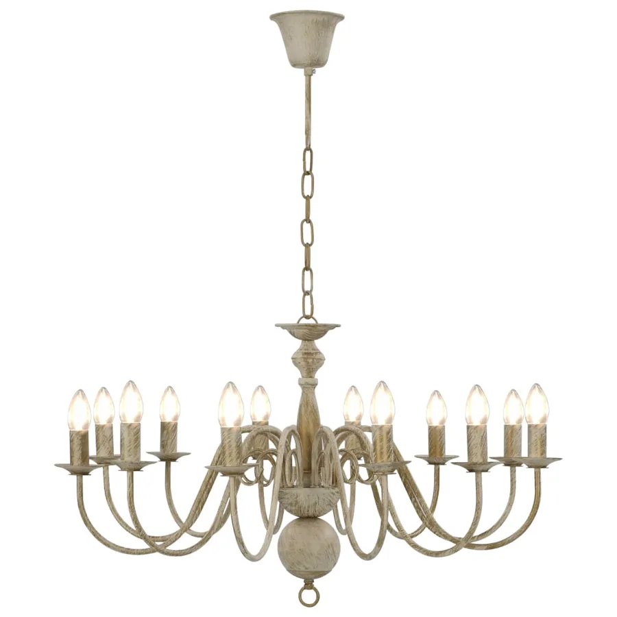 Lustre Blanc antique 12 ampoules E14 - 4