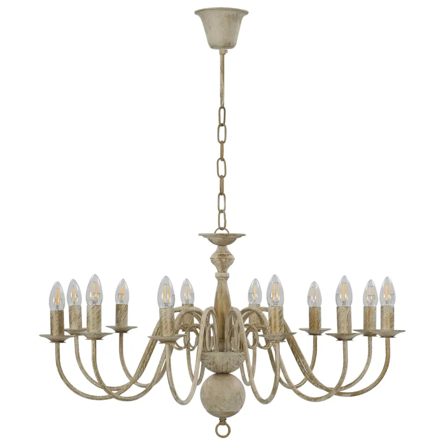 Lustre Blanc antique 12 ampoules E14 - 5