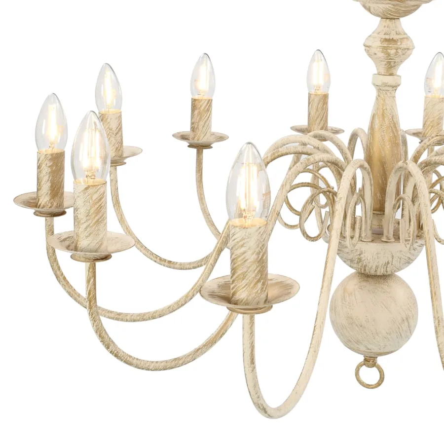 Lustre Blanc antique 12 ampoules E14 - 6