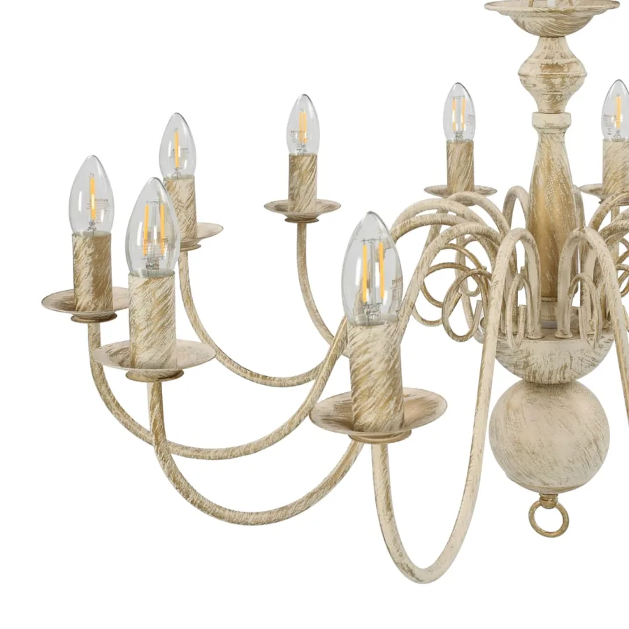 Lustre Blanc antique 12 ampoules E14 - 7