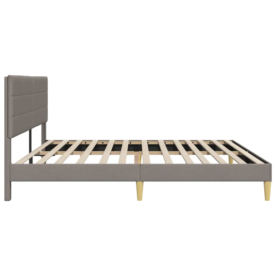 Cadre de lit avec tête de lit Taupe 200 x 200 cm Tissu - 5