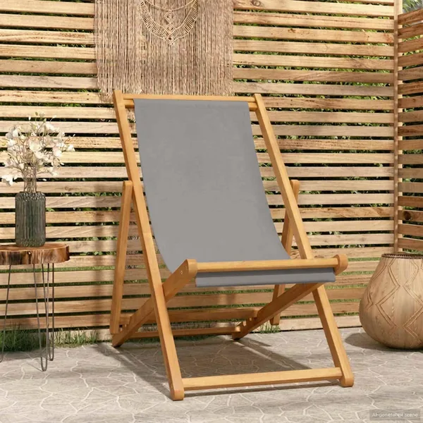 Chaise de plage Gris clair Bois de teck massif