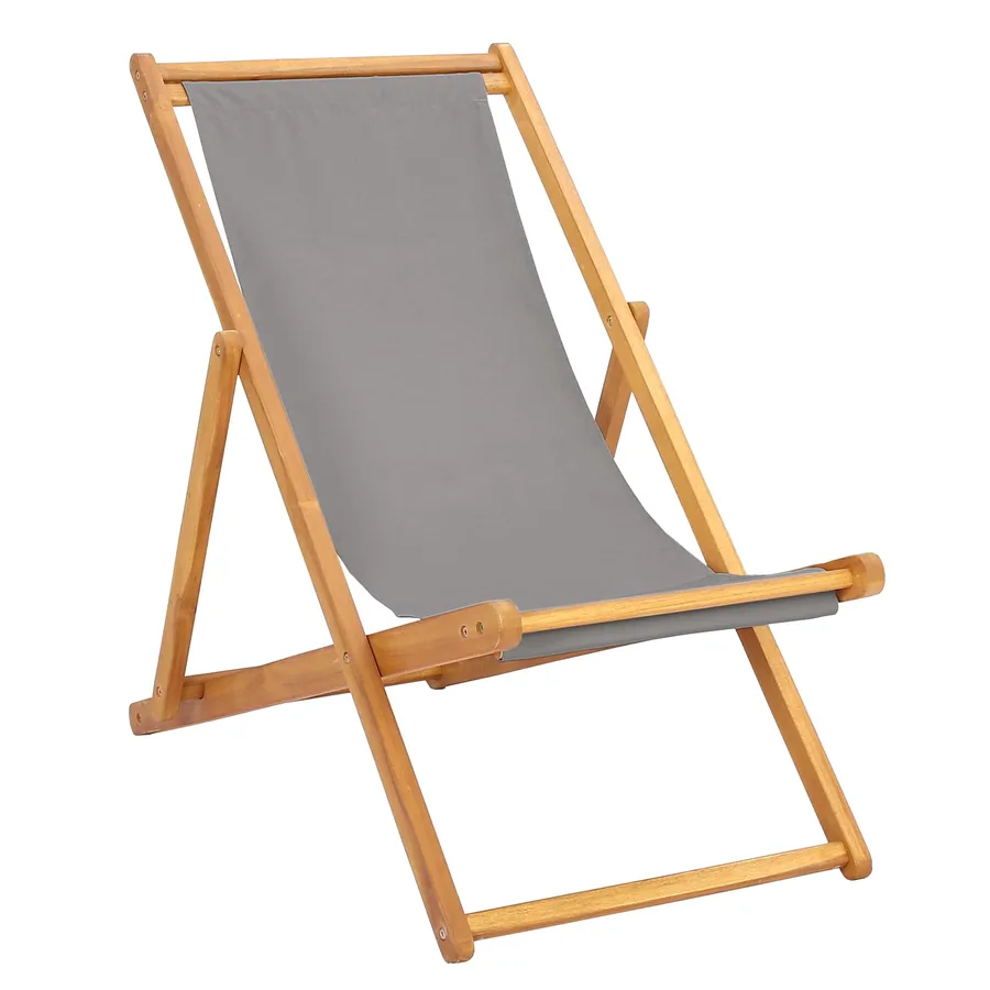 Chaise de plage Gris clair Bois de teck massif - 2