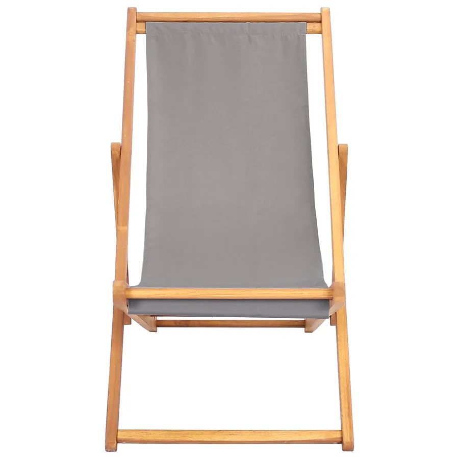 Chaise de plage Gris clair Bois de teck massif - 3