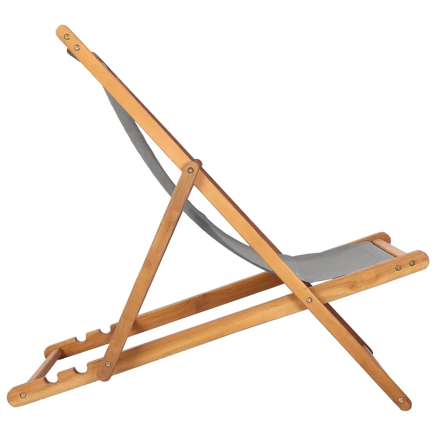 Chaise de plage Gris clair Bois de teck massif - 4