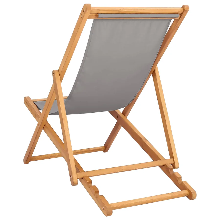 Chaise de plage Gris clair Bois de teck massif - 5