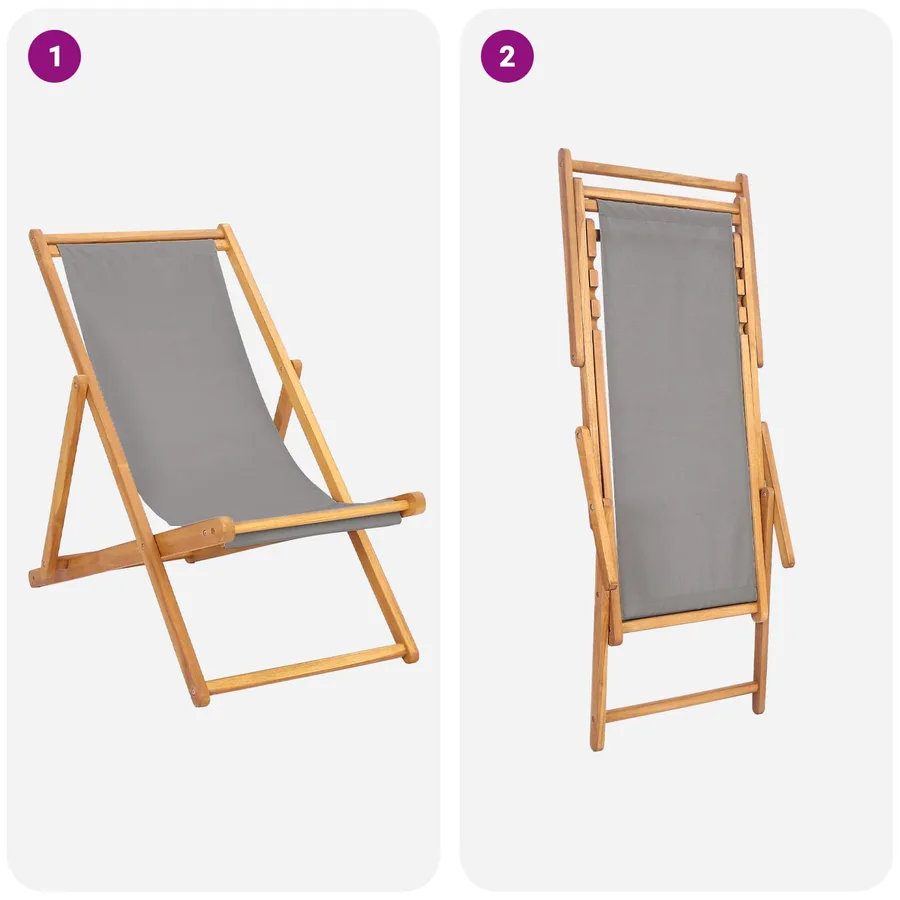 Chaise de plage Gris clair Bois de teck massif - 7