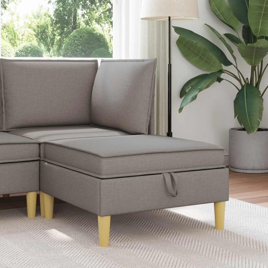 Pouf avec Rangement Taupe Tissu