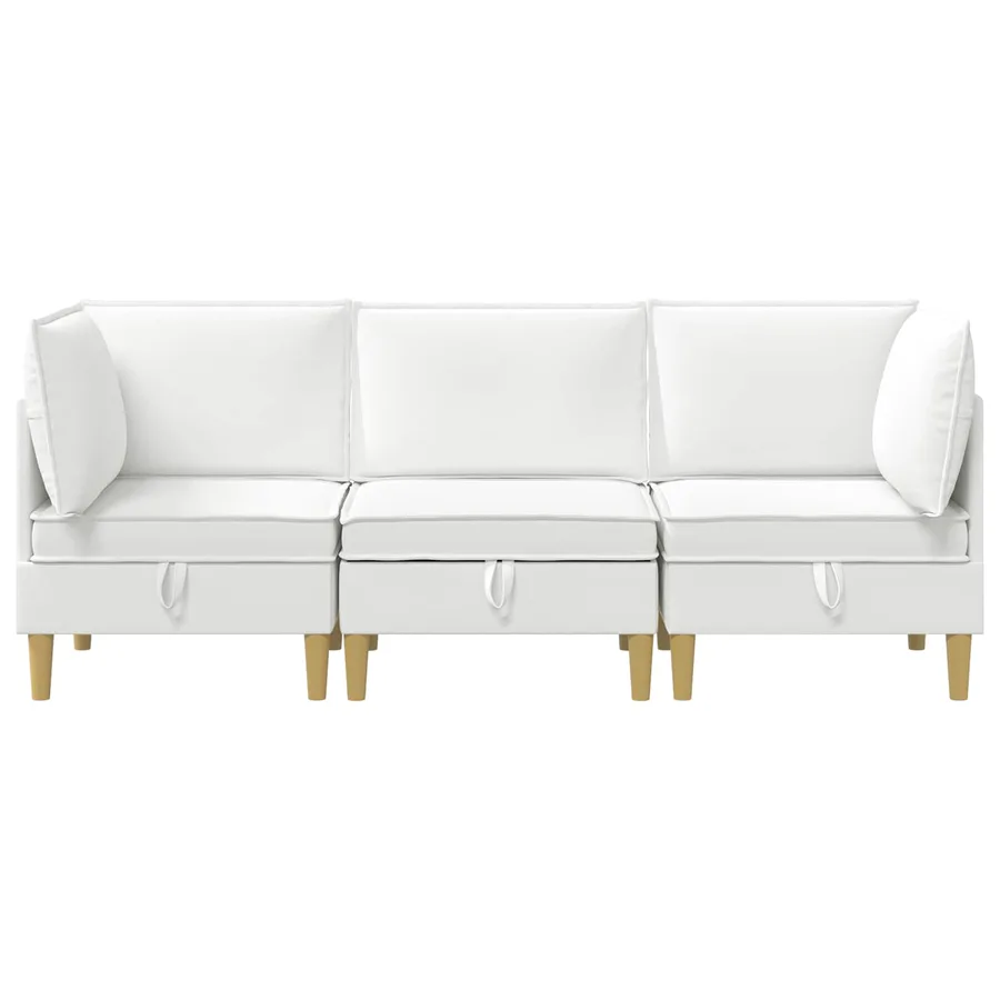 Canapé modulaire avec rangement 3 pcs Blanc Tissu - 7