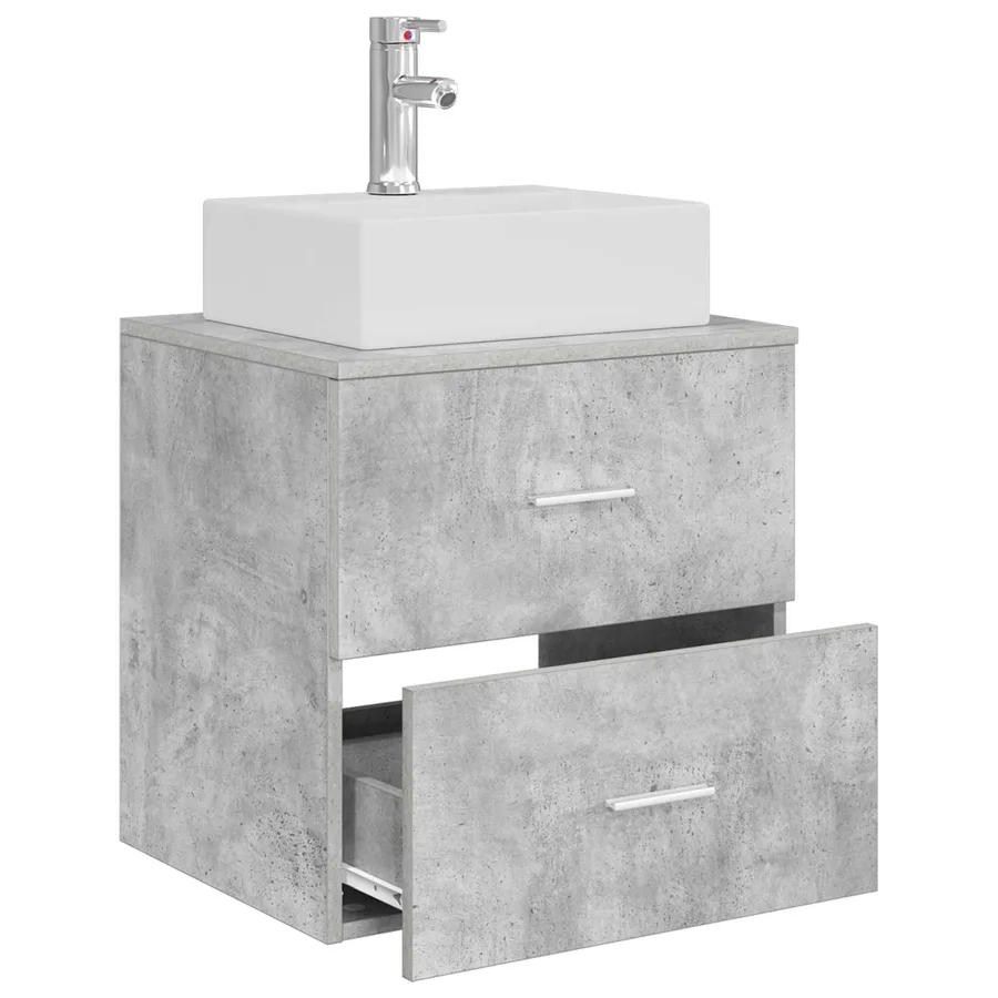 Vanité de lavabo mural Gris béton 49,5 x 41 x 62,5 cm - 3