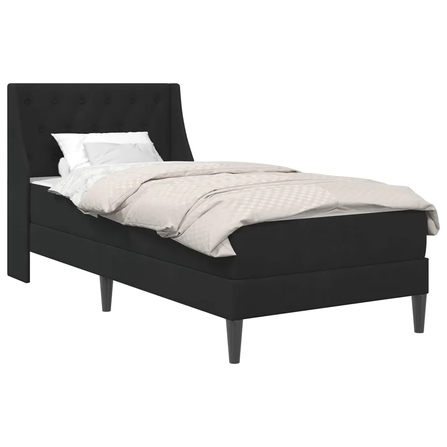Cadre de lit avec matelas Noir 90 x 190 cm Velours - 2