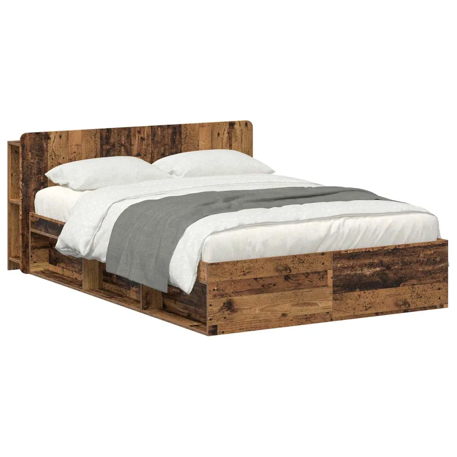 Cadre de lit avec rangement Bois ancien 140 x 200 cm - 2