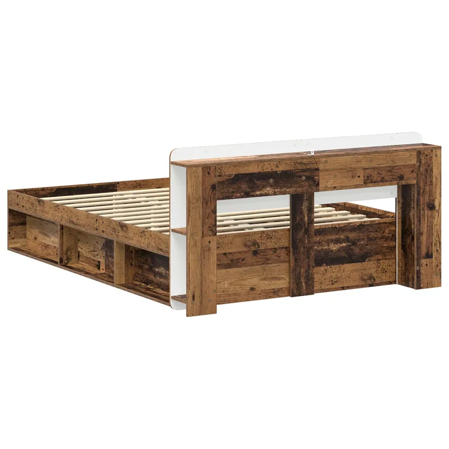 Cadre de lit avec rangement Bois ancien 140 x 200 cm - 5