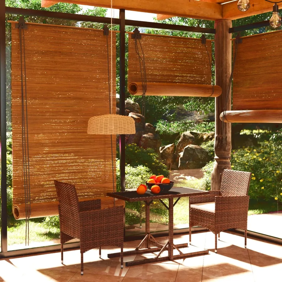 Ensemble à manger de jardin 3 pcs Marron