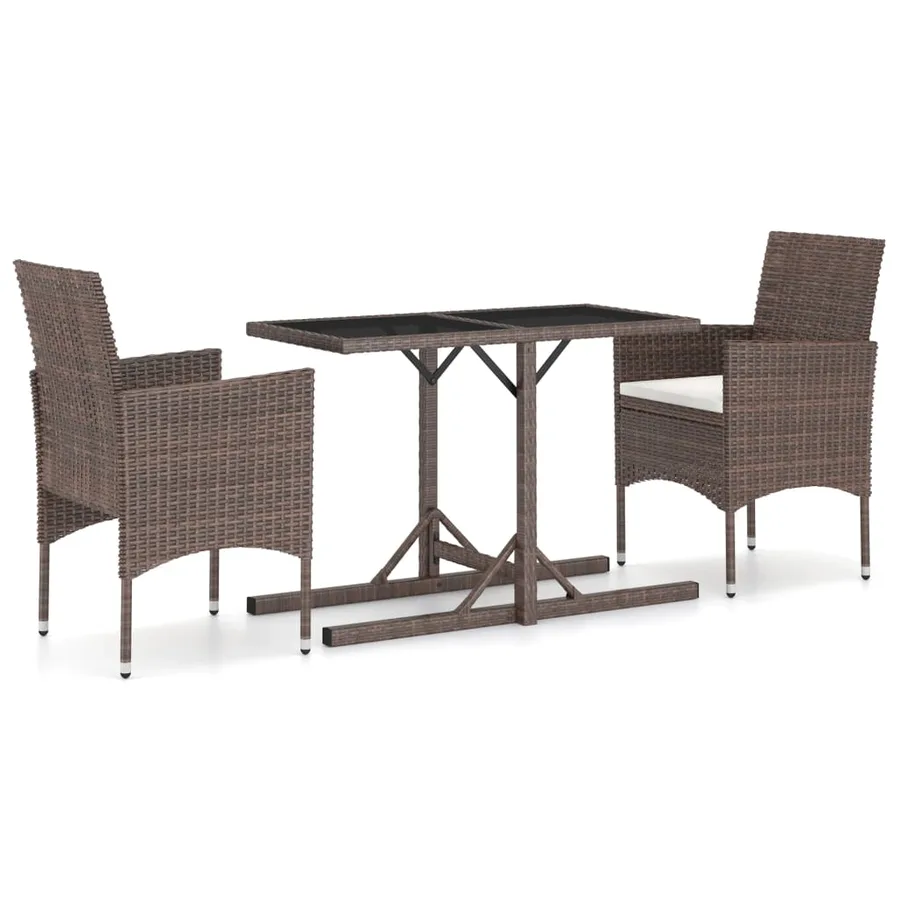Ensemble à manger de jardin 3 pcs Marron - 2