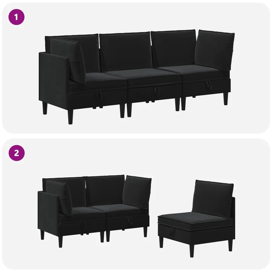 Ensemble de meubles pour le salon 3 pcs Noir Velours - 10