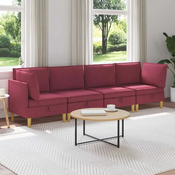 Canapé modulaire avec rangement 4 pcs Bordeaux Tissu
