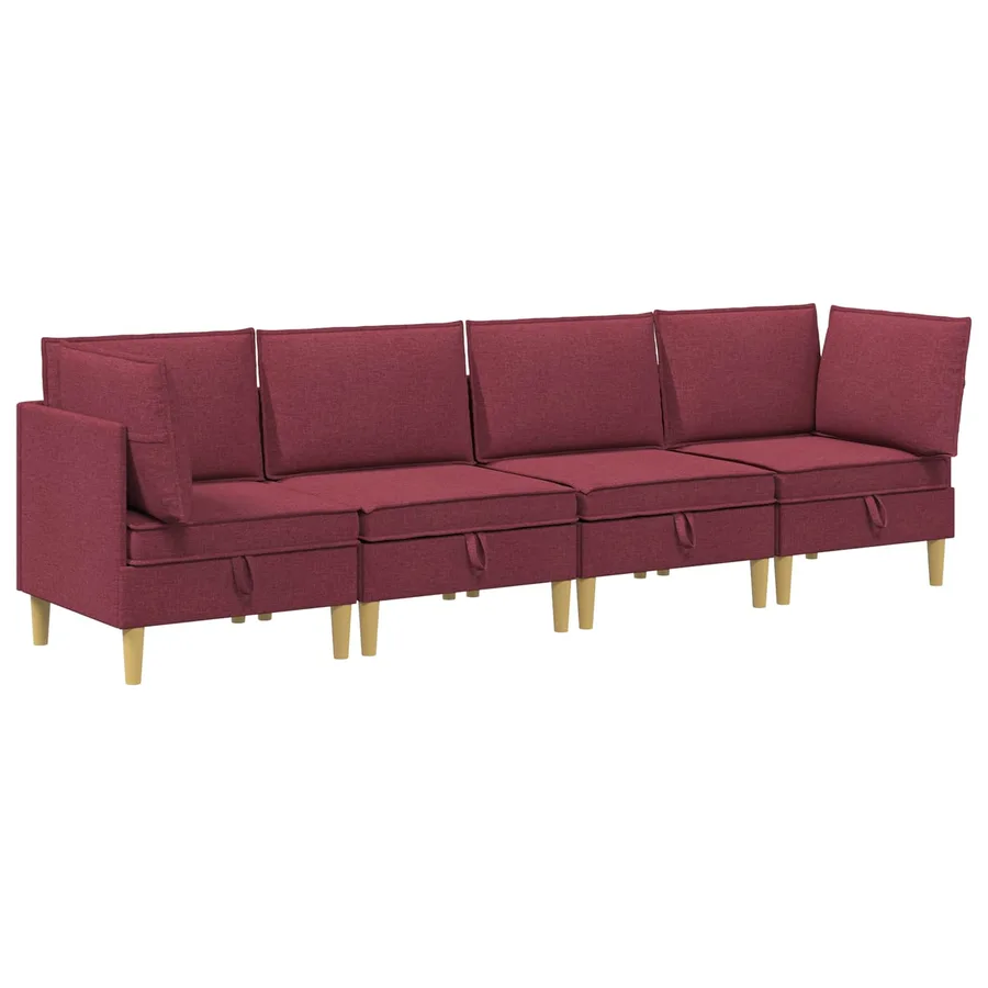 Canapé modulaire avec rangement 4 pcs Bordeaux Tissu - 2