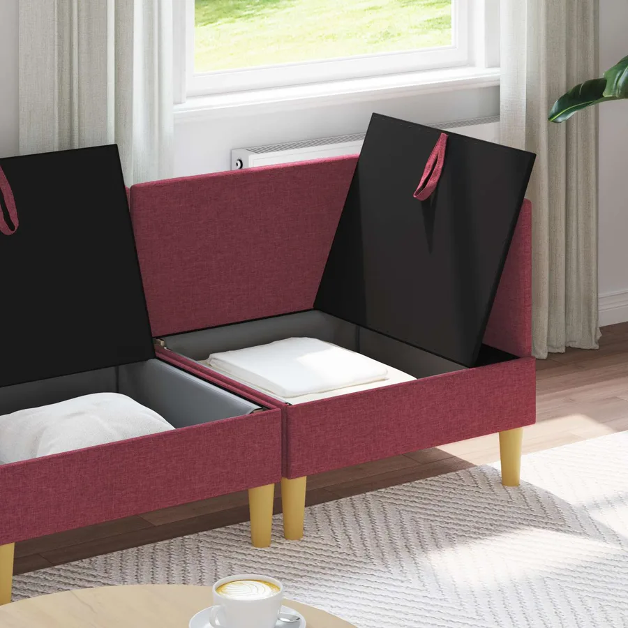 Canapé modulaire avec rangement 4 pcs Bordeaux Tissu - 3