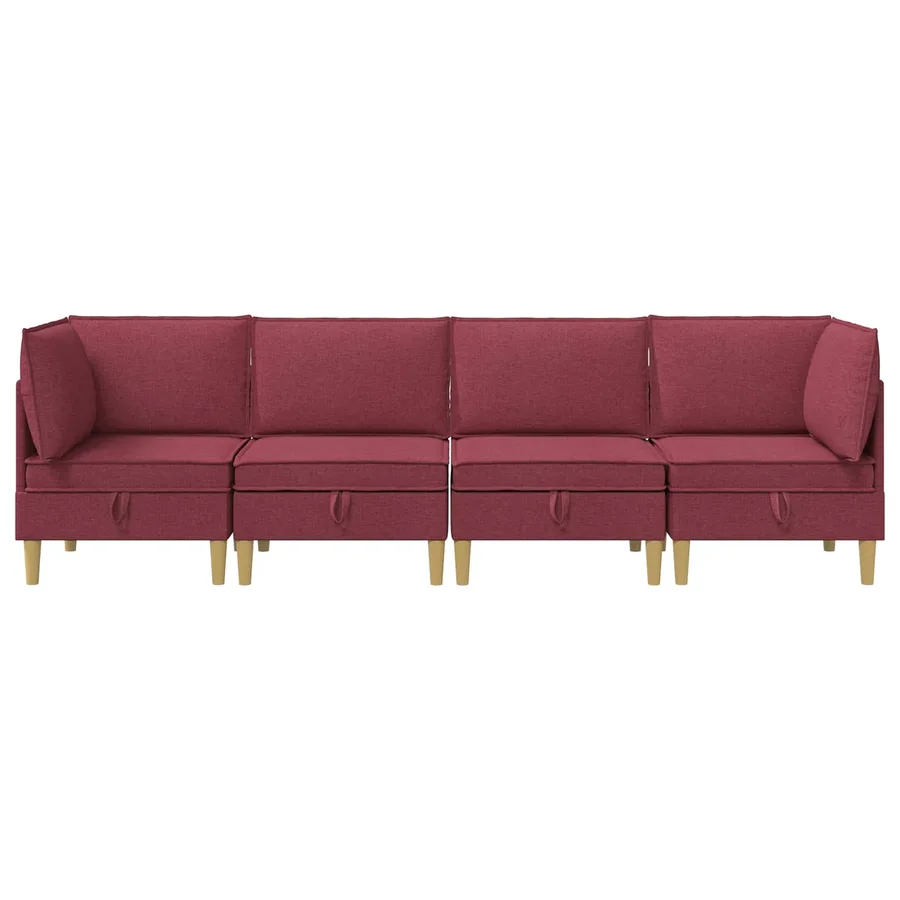 Canapé modulaire avec rangement 4 pcs Bordeaux Tissu - 7