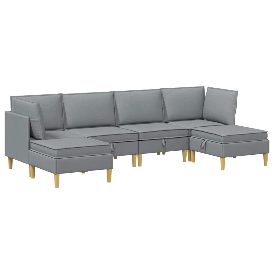 Canapé modulaire avec rangement 6 pcs Gris clair Tissu - 2