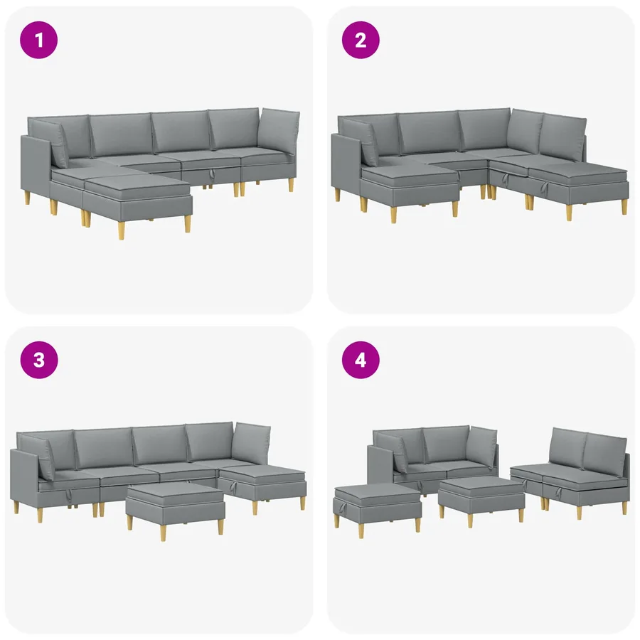 Canapé modulaire avec rangement 6 pcs Gris clair Tissu - 9