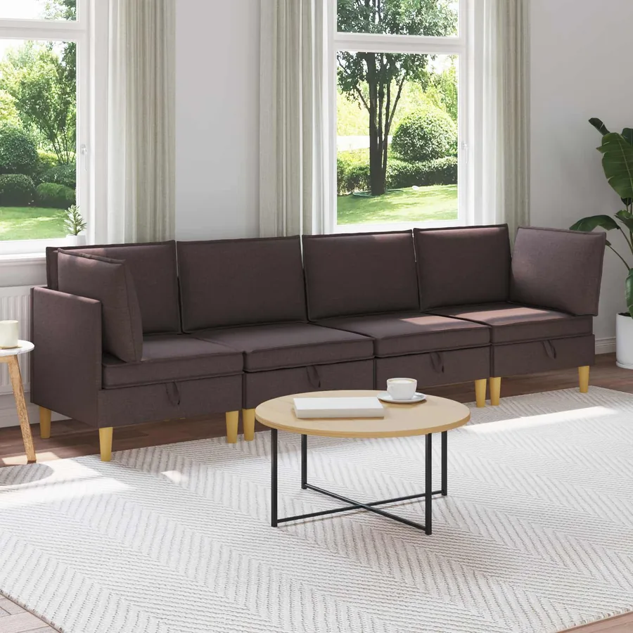 Canapé modulaire avec rangement 4 pcs Marron foncé Tissu