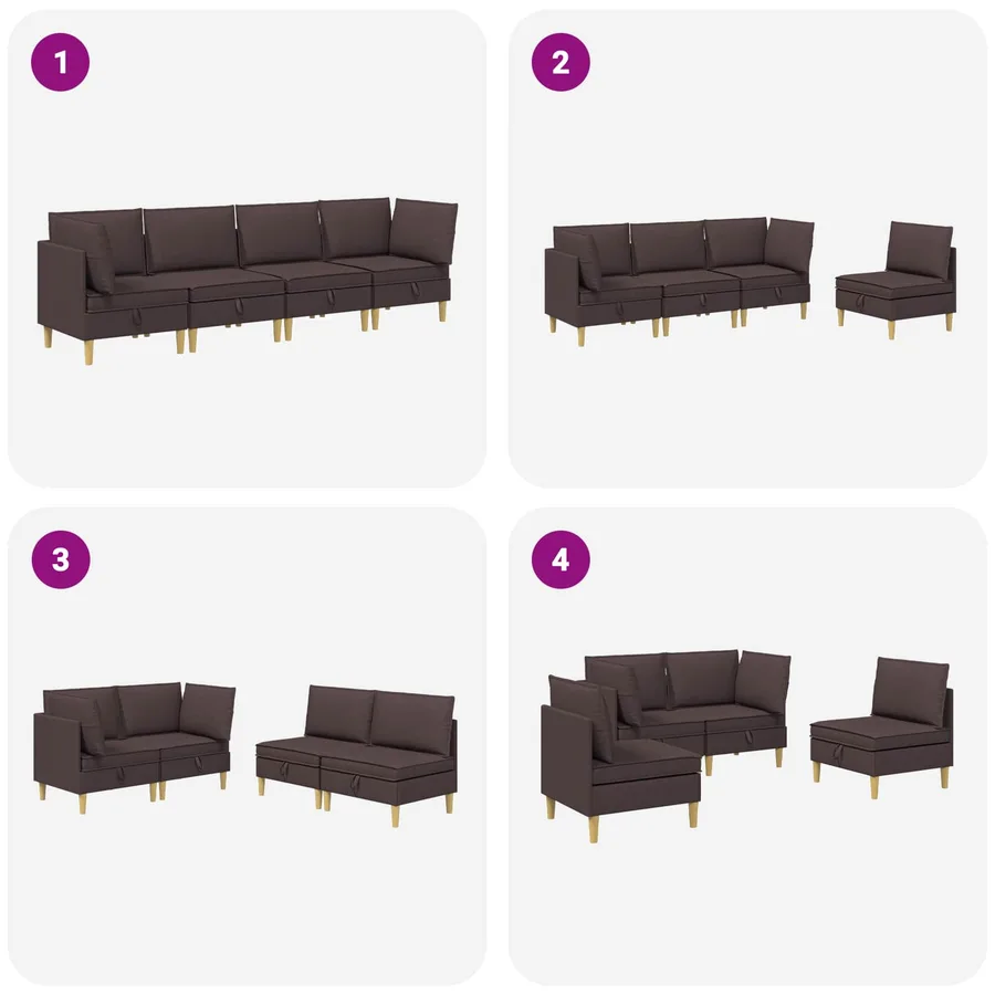Canapé modulaire avec rangement 4 pcs Marron foncé Tissu - 10