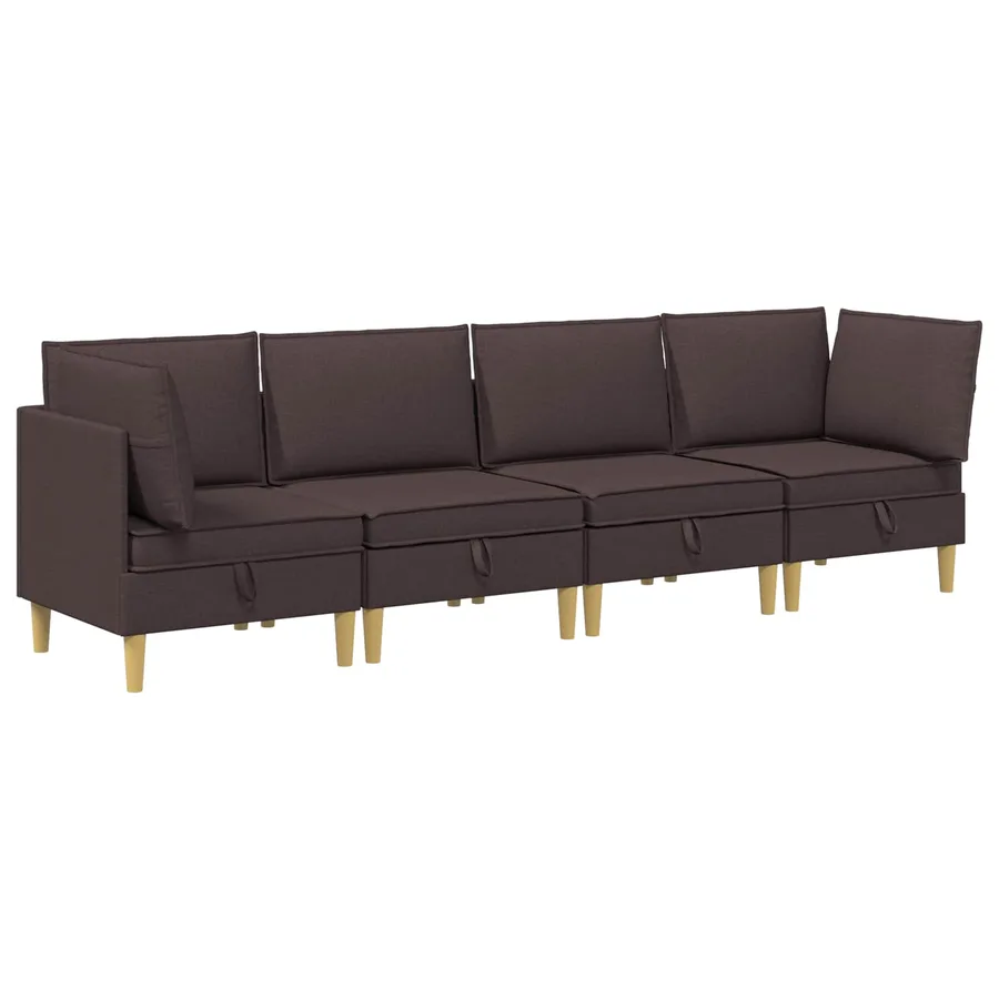 Canapé modulaire avec rangement 4 pcs Marron foncé Tissu - 2