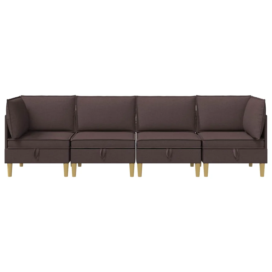 Canapé modulaire avec rangement 4 pcs Marron foncé Tissu - 7