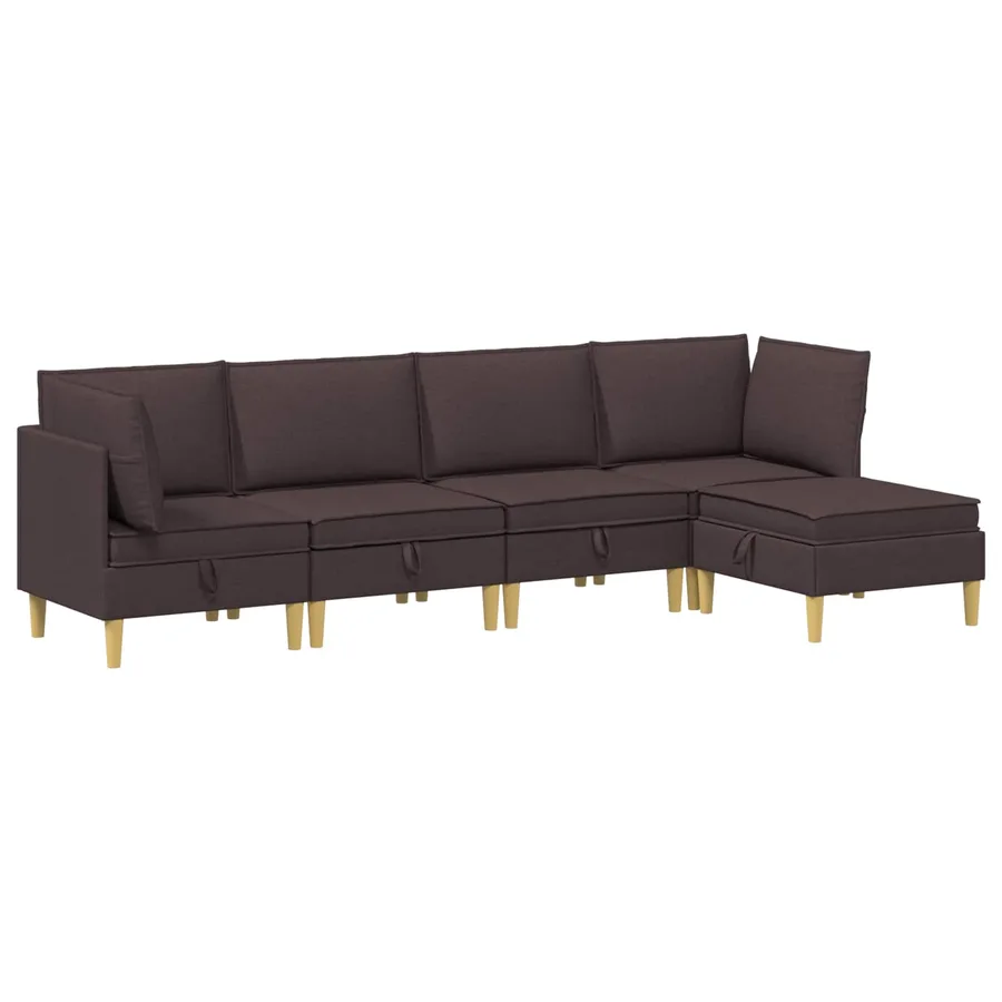 Canapé modulaire avec rangement 5 pcs Marron foncé Tissu - 2
