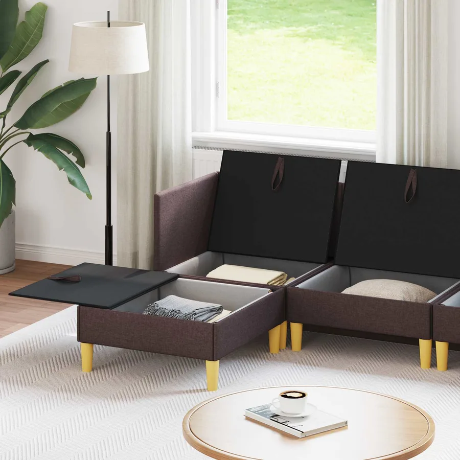 Canapé modulaire avec rangement 5 pcs Marron foncé Tissu - 3