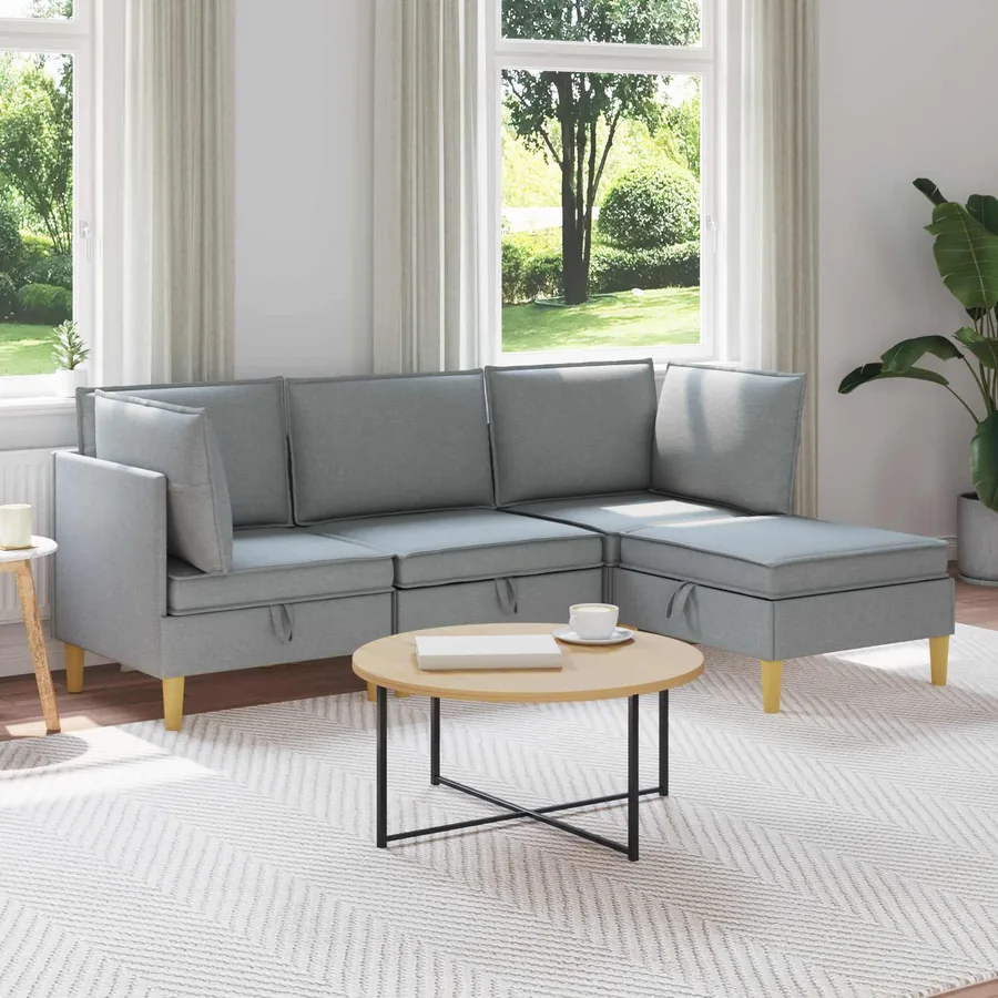 Ensemble de meubles pour le salon 4 pcs Gris clair Tissu