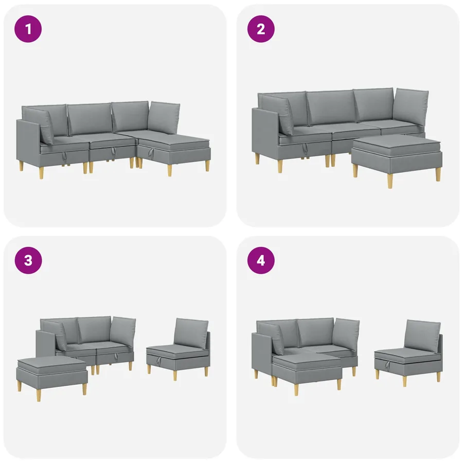 Ensemble de meubles pour le salon 4 pcs Gris clair Tissu - 11
