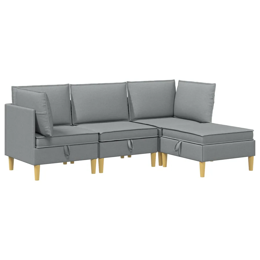 Ensemble de meubles pour le salon 4 pcs Gris clair Tissu - 2