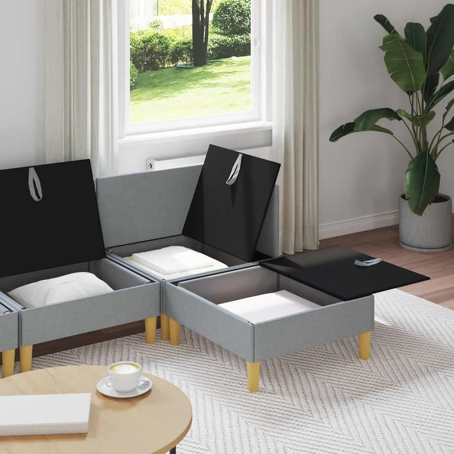 Ensemble de meubles pour le salon 4 pcs Gris clair Tissu - 3